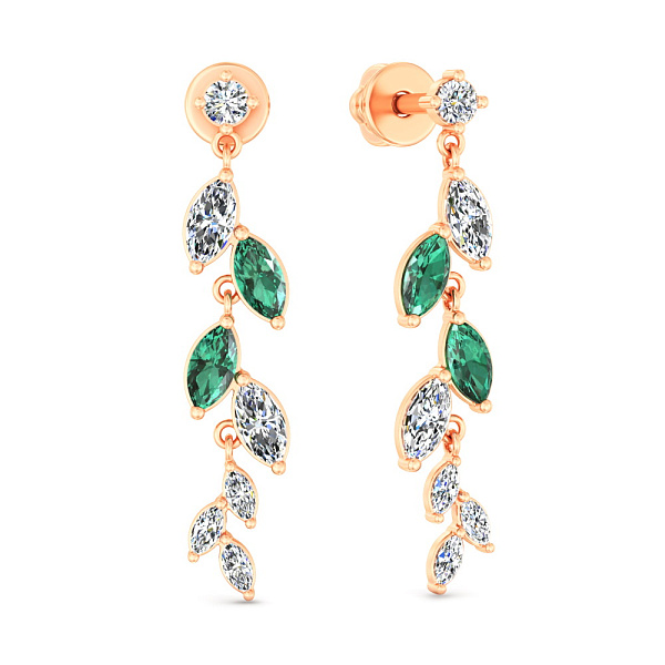 Золотые серьги подвески с кварцем и фианитами (арт. 111248Пз) – изображение 1