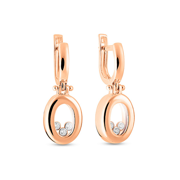 Золоті сережки підвіски з фіанітами (арт. 101053) – зображення 1