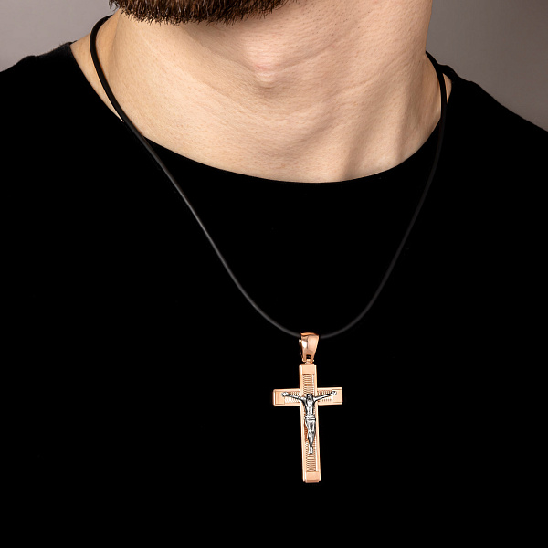 Массивный крестик из золота с распятием (арт. 500687) – изображение 2