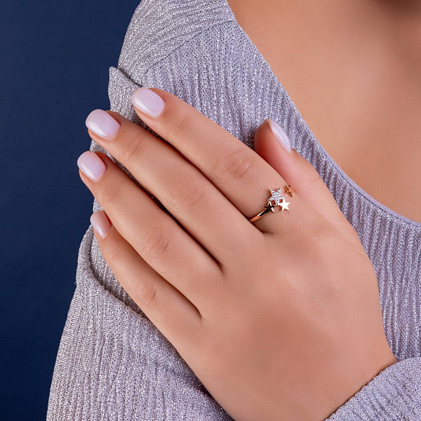 Золотое кольцо с фианитами (арт. 141269) – изображение 7