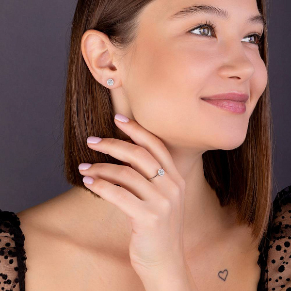 Пусеты из белого золота с бриллиантами (арт. С341353020б) – изображение 4