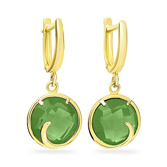 Фото Сережки из желтого золота с хризопразом (арт. 110378Пжх)