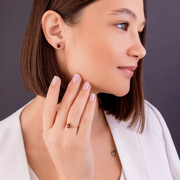 Золота каблучка з гранатом (арт. 141230Пк) – зображення 4