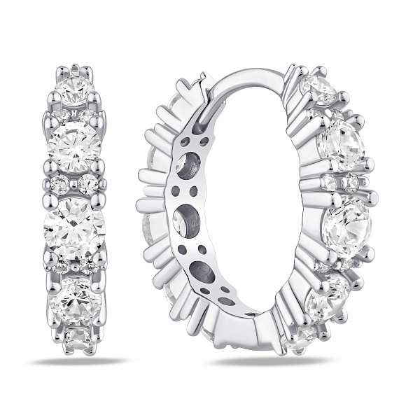 Серебряные серьги-кольца с фианитами (арт. 7502/10433/20) – изображение 1