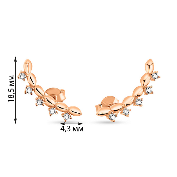 Золотые серьги-пусеты с фианитами  (арт. 109225) – изображение 5