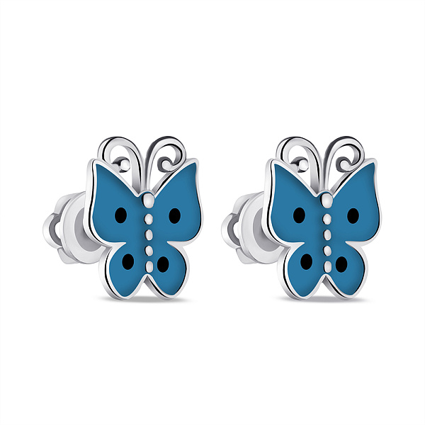 Детские серебряные серьги-пусеты с эмалью (арт. 7518/1073вегсю) – изображение 1