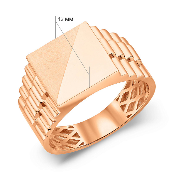 Золотая печатка без камней (арт. 180524) – изображение 2