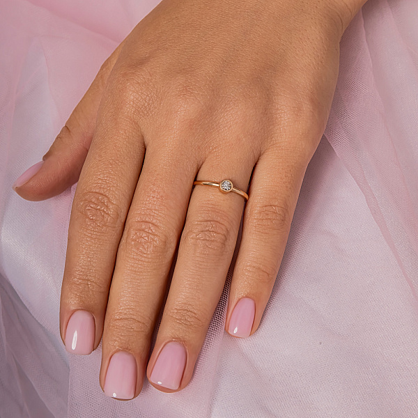 Кольцо из красного золота с бриллиантом (арт. К011286) – изображение 3