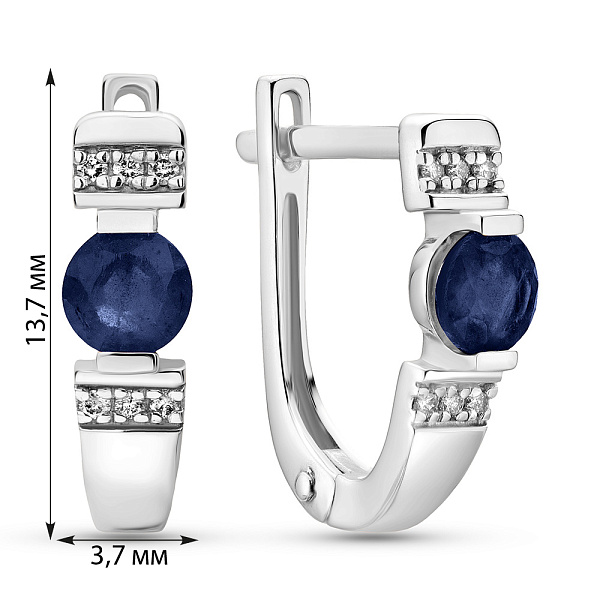 Серьги из белого золота с сапфиром і бриллиантами  (арт. С011067бс) – изображение 2