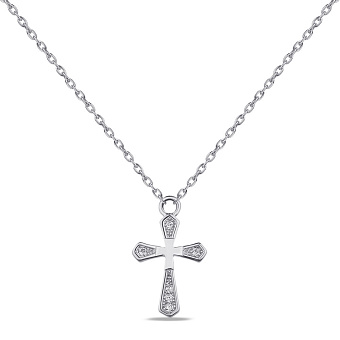 Фото Колье из серебра Крестик с фианитами (арт. 7507/1833)