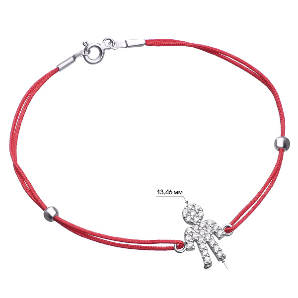 Серебряный браслет с красной нитью (арт. 7309/2073к) – изображение 2