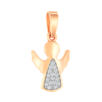 Золотий підвіс Янгол з фіанітами (арт. 440658)