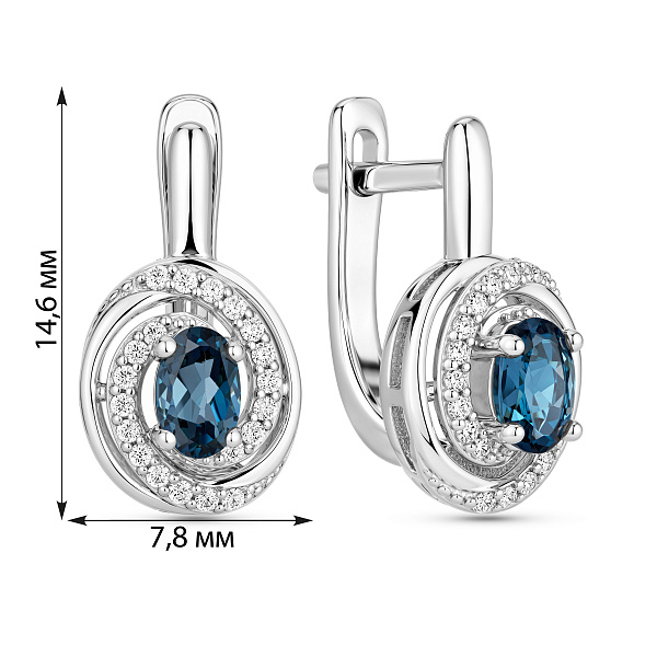 Серебряные серьги с топазом и фианитами (арт. 7502/10602Пл) – изображение 2