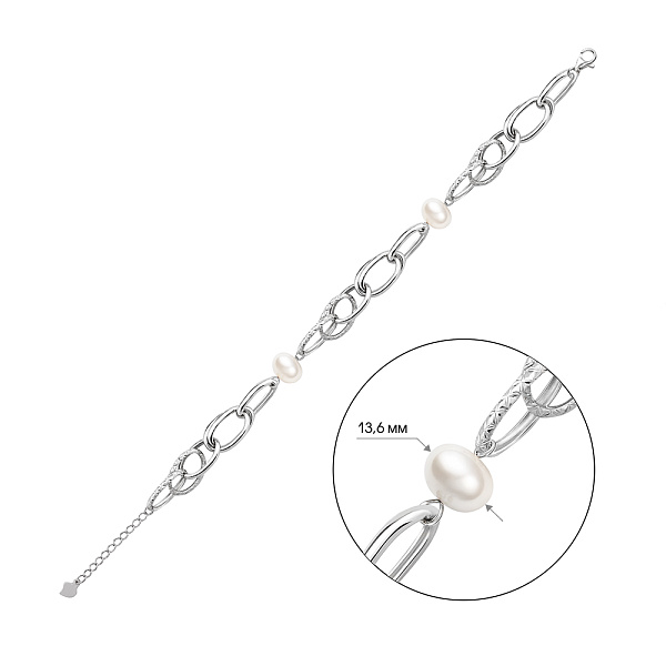 Браслет зі срібла з перлинами (арт. 7509/2187066жб) – зображення 2