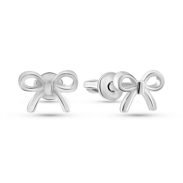 Серьги-пусеты Бантики из белого золота (арт. 1101034б) – изображение 1