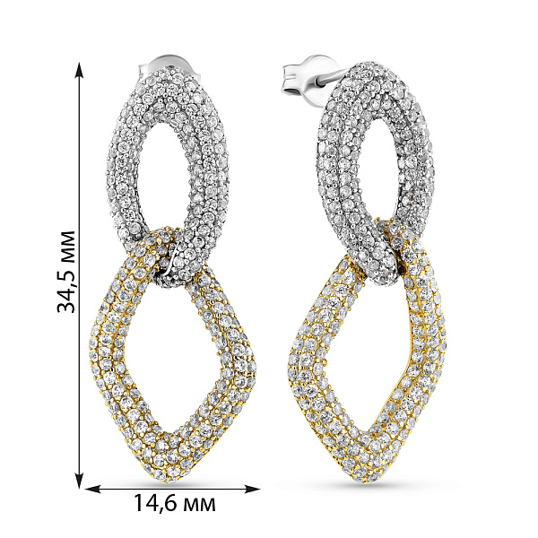 Серьги из белого и желтого золота (арт. 102662бж) – изображение 2