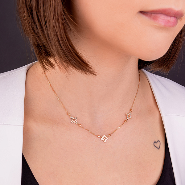 Золотое колье Клевер (арт. 352627) – изображение 2