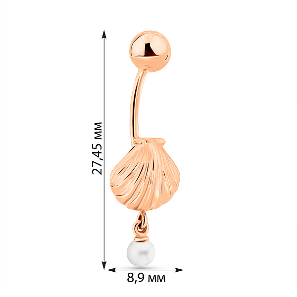 Золотий пірсинг для пупка з перлиною (арт. 360242) – зображення 4