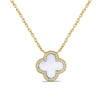 Срібне кольє "Клевер" з жовтим родіюванням і з перламутром (арт. 7507/977/10жп)