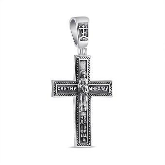 Серебряный двусторонний крест с распятием (арт. 7904/А391пю)
