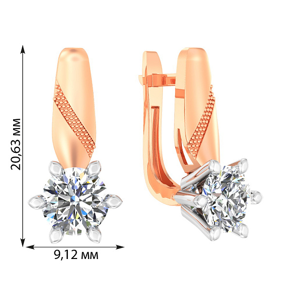 Золотые серьги с фианитом (арт. 116400) – изображение 2