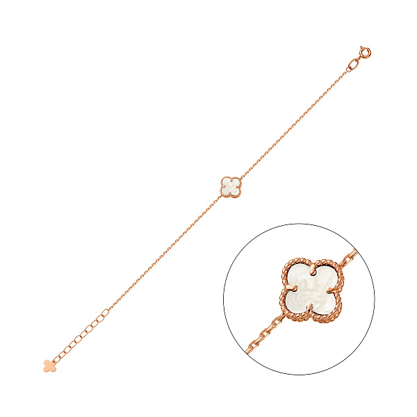 Золотий браслет Конюшина з перламутром (арт. 341496/8п) – зображення 1