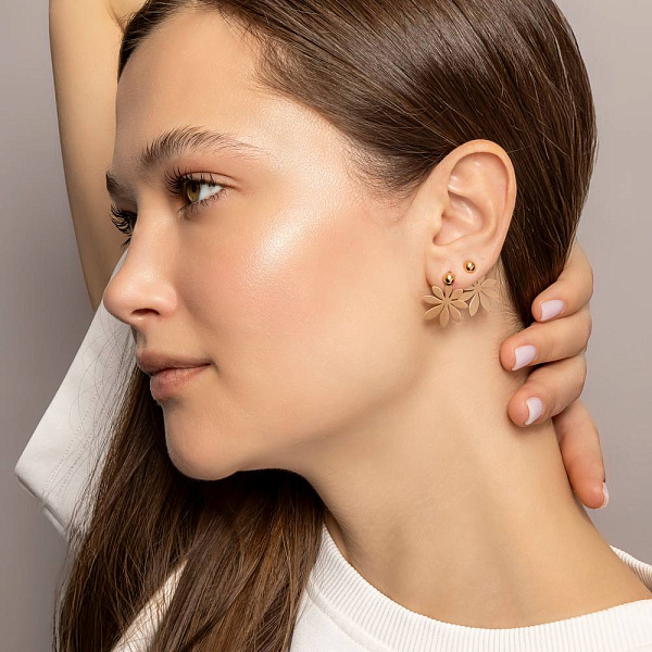 Серьги трансформеры из красного золота (арт. 1101023м) – изображение 5