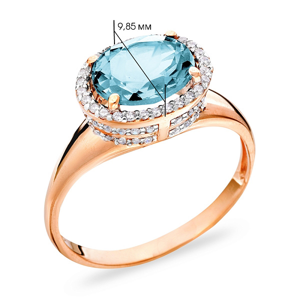 Золотое кольцо с топазом и фианитами (арт. 140470Пг) – изображение 4