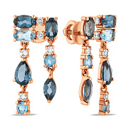 Фото Золотые серьги с топазом Лондон и фианитами (арт. 110858Плф)