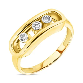 Каблучка з жовтого золота з фіанітами (арт. 154308ж)