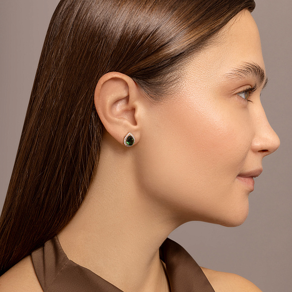 Серьги из красного золота с кварцем и фианитами (арт. 111249Птз) – изображение 3