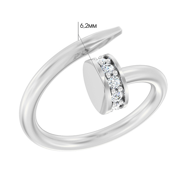 Незамкнутое кольцо "Гвоздь" из белого золота (арт. 140874б) – изображение 2