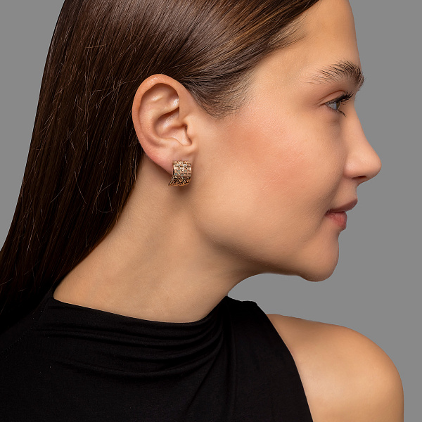 Золотые серьги с алмазной гранью (арт. 121408) – изображение 4