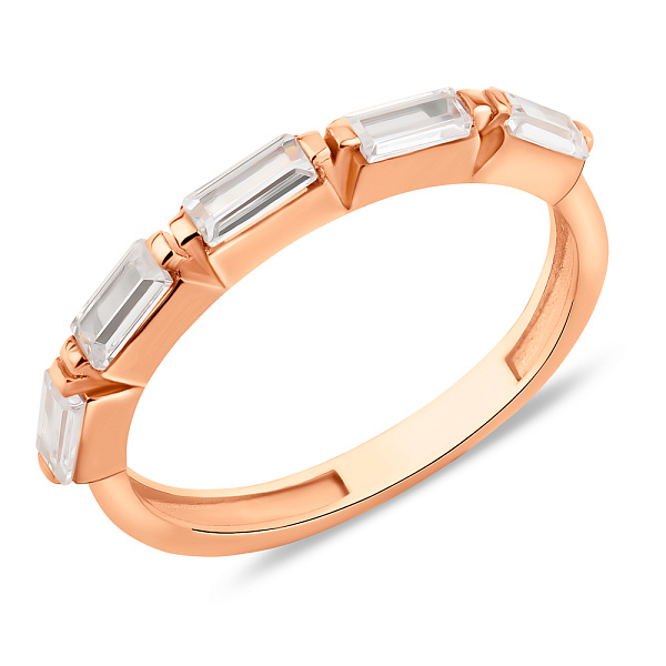 Тонкое кольцо из красного золота с фианитами (арт. 155575) – изображение 1