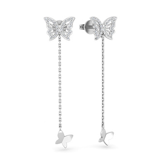 Золотые серьги Бабочки с бриллиантами (арт. Т011765015б)