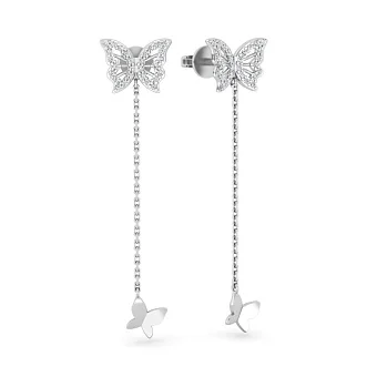 Золоті сережки Метелики з діамантами (арт. Т011765015б)