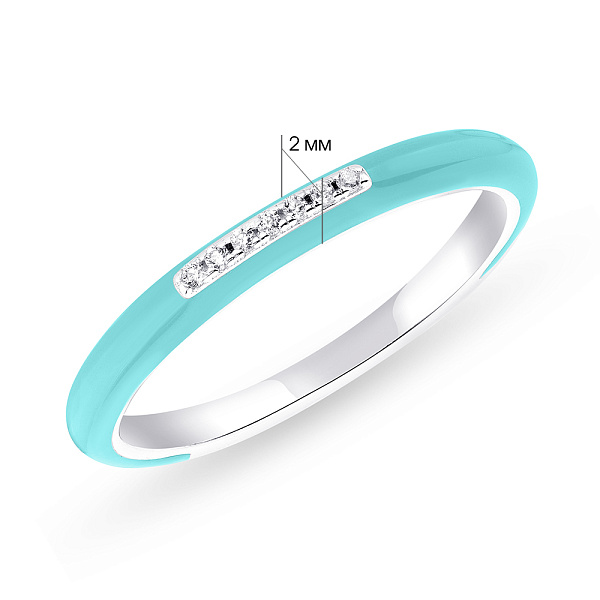 Серебряное кольцо с бирюзовой эмалью и фианитами (арт. 7501/5600ебрз) – изображение 2