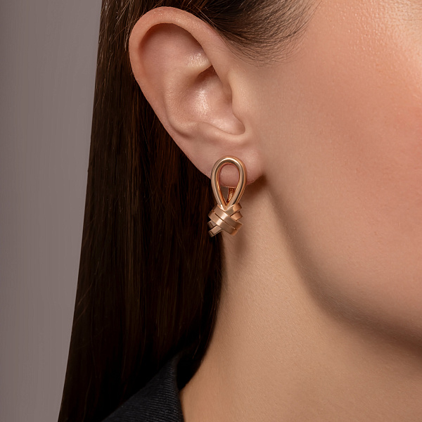 Серьги из красного золота без камней (арт. 1092084м) – изображение 3