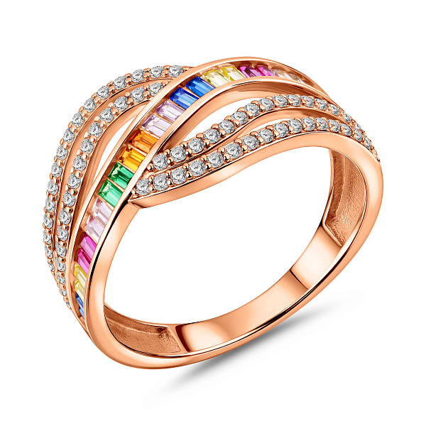 Золотое кольцо с фианитами (арт. 1401101цв) – изображение 1