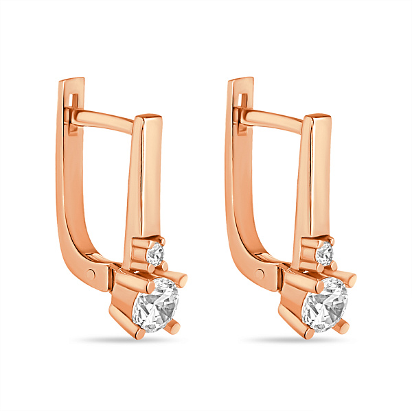 Серьги из красного золота с фианитами (арт. 107866) – изображение 1