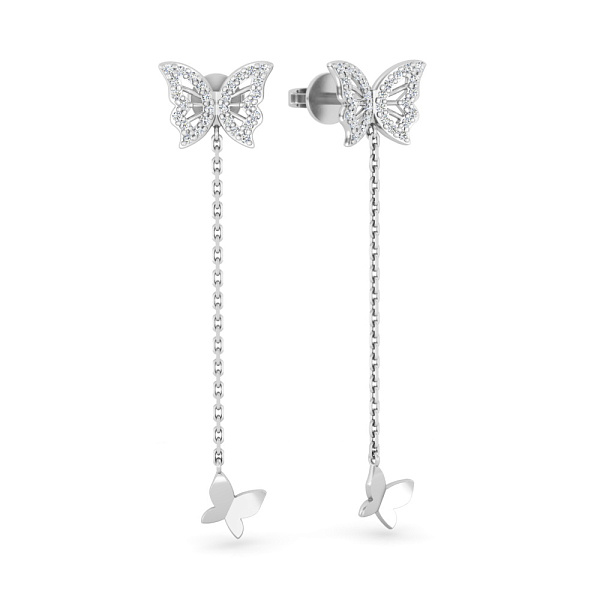 Золоті сережки Метелики з діамантами (арт. Т011765015б) – зображення 1