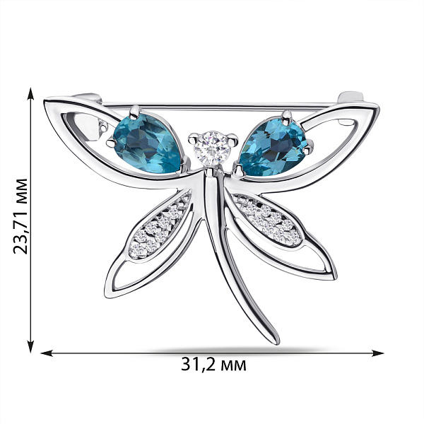 Брошка Бабка зі срібла з топазом і фіанітами (арт. 7505/581Птгбп) – зображення 2