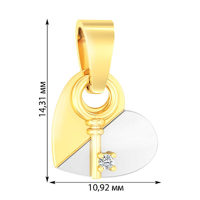 Золотая подвеска «Ключ от сердца» с фианитом (арт. 440537ж)