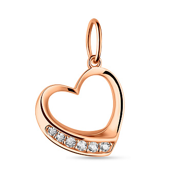 Золотой кулон Сердце с фианитами (арт. 424434)