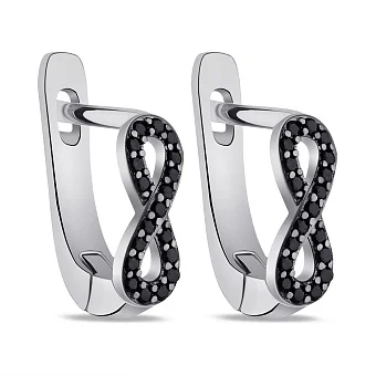 Сережки Нескінченність зі срібла з фіанітами (арт. 7502/9130ч)