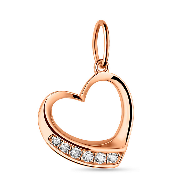 Золотой кулон Сердце с фианитами (арт. 424434) – изображение 1