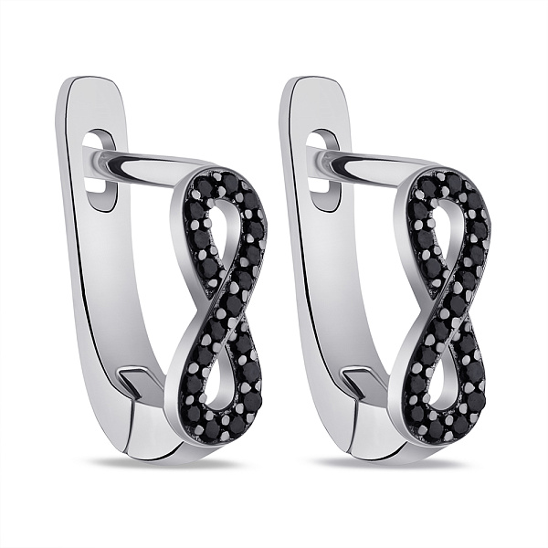 Сережки Бесконечность из серебра с фианитами (арт. 7502/9130ч) – изображение 1