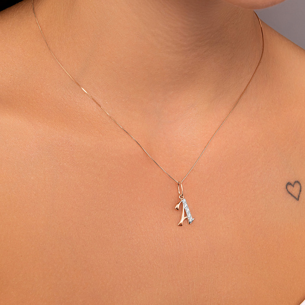 Золотая подвеска Буква А с фианитами (арт. 440283) – изображение 2