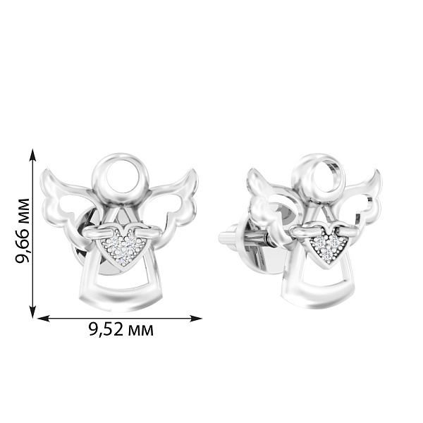 Золоті сережки пусети «Янголи» з фіанітами (арт. 110582б) – зображення 2