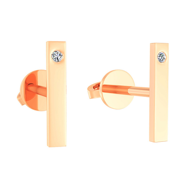 Серьги из красного золота с бриллиантом (арт. Т011156) – изображение 1